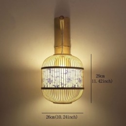Applique murale design cage, suspension créative en bambou, luminaire décoratif de chevet