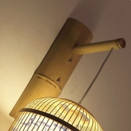 Applique murale design cage, suspension créative en bambou, luminaire décoratif de chevet