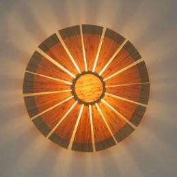 Applique murale ronde en bambou à fleurs, luminaire décoratif unique et créatif