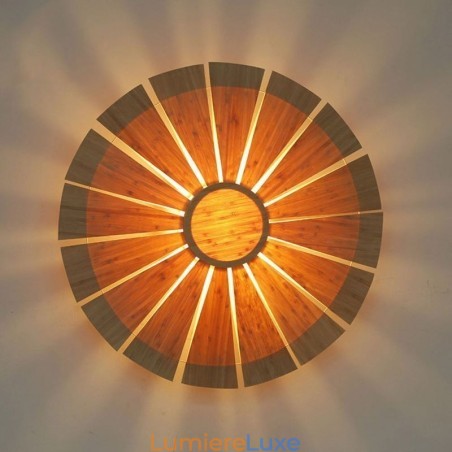 Applique murale ronde en bambou à fleurs, luminaire décoratif unique et créatif Applique murale ronde en bambou à fleurs, luminaire décoratif unique et créatif