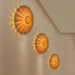 Applique murale ronde en bambou à fleurs, luminaire décoratif unique et créatif