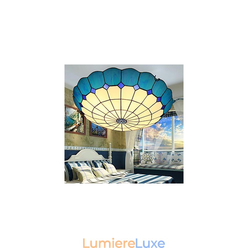 Lampe à dôme absorbante en vitrail des arts créatifs ruraux européens