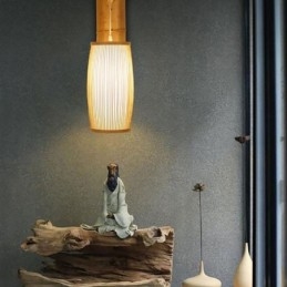 Applique murale en bambou tissé, style rétro chinois