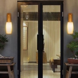 Applique murale en bambou tissé, style rétro chinois