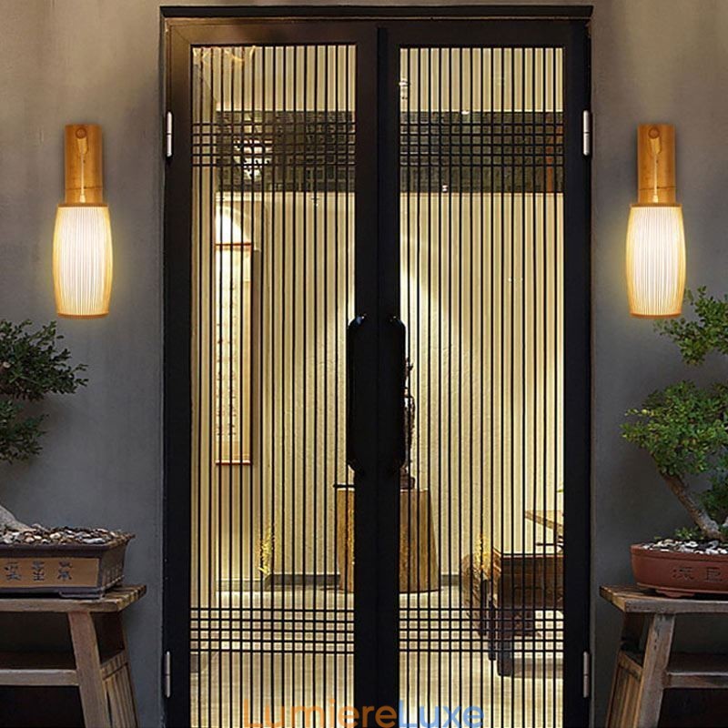 Applique murale en bambou tissé, style rétro chinois