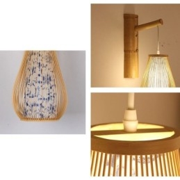 Applique murale en bambou tissé, style rétro chinois