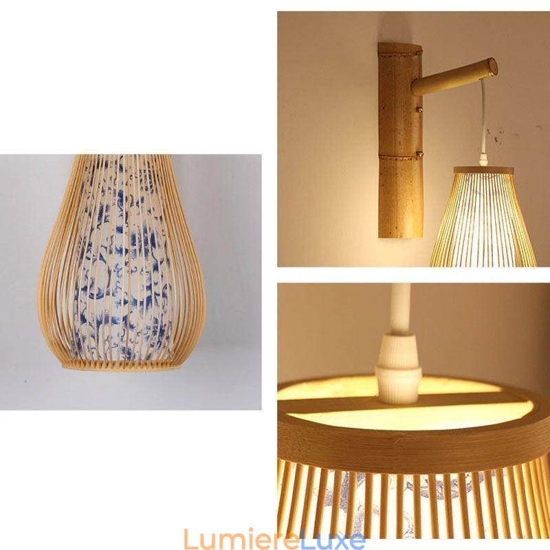 Applique murale en bambou tissé, style rétro chinois