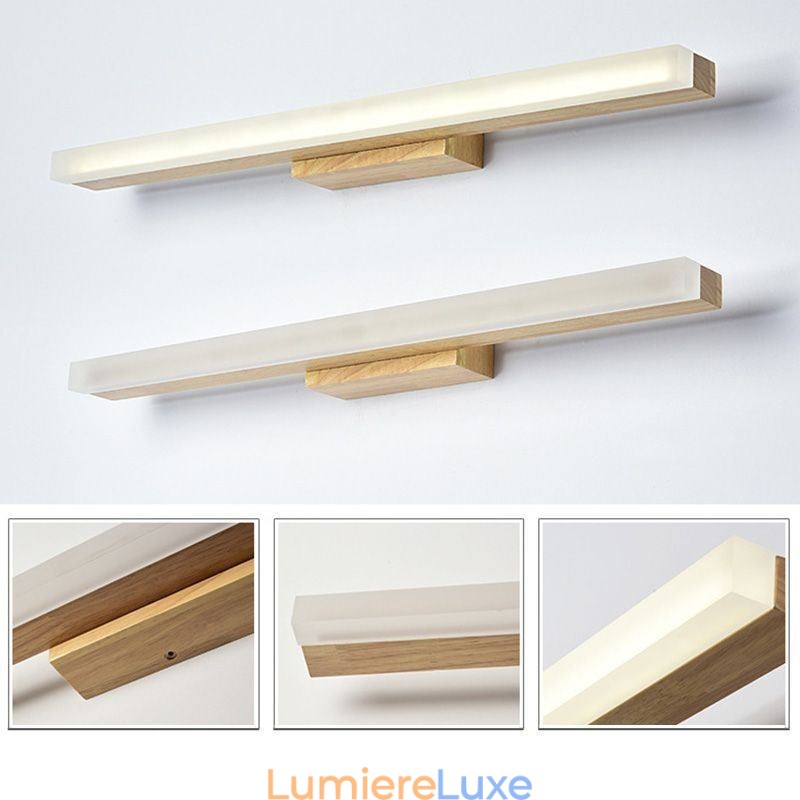 Applique murale moderne en bois massif avec miroir