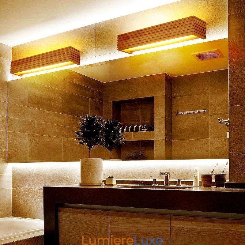 Appliques murales en bois de style japonais pour salle de bain et maison