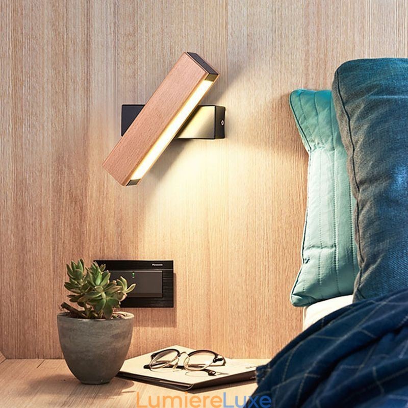 Applique murale européenne en bois massif, éclairage de chevet, lampes modernes et simples