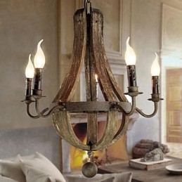 Lustre 5 lumières Vintage Rétro Country Living Dining Metal