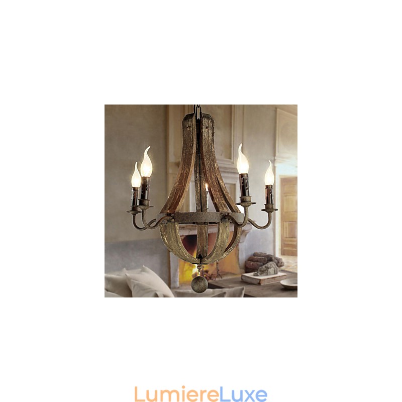 Lustre 5 lumières Vintage Rétro Country Living Dining Metal