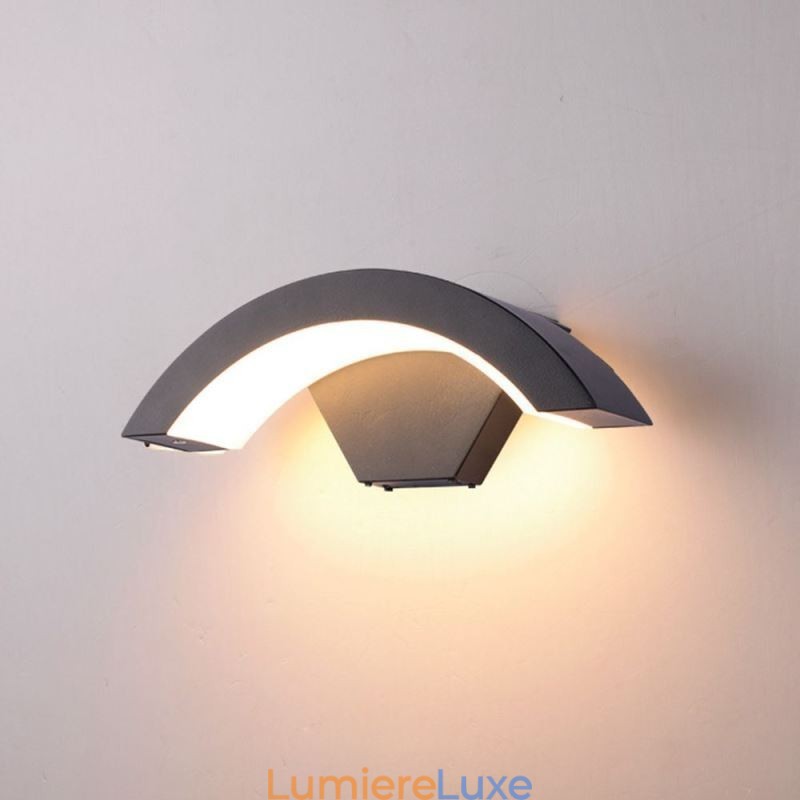 Applique murale de jardin minimaliste en aluminium, imperméable, en forme de croissant
