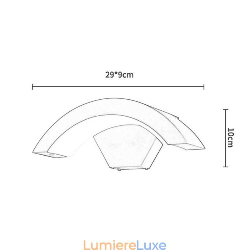 Applique murale de jardin minimaliste en aluminium, imperméable, en forme de croissant