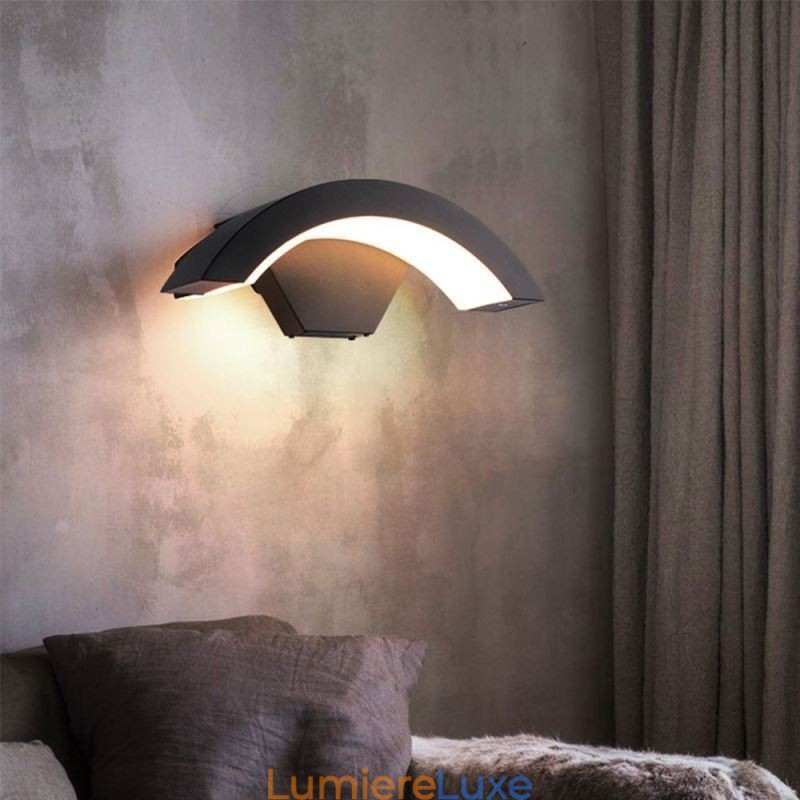 Applique murale de jardin minimaliste en aluminium, imperméable, en forme de croissant