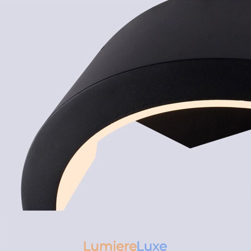 Applique murale de jardin minimaliste en aluminium, imperméable, en forme de croissant