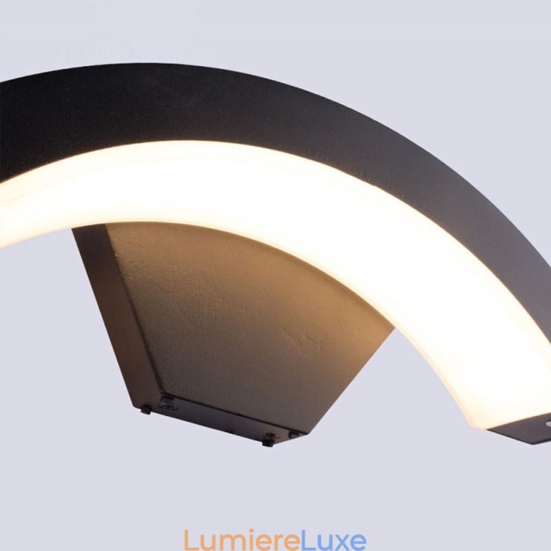 Applique murale de jardin minimaliste en aluminium, imperméable, en forme de croissant