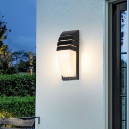 Applique murale d'extérieur étanche en aluminium noir pour porche, jardin, cour