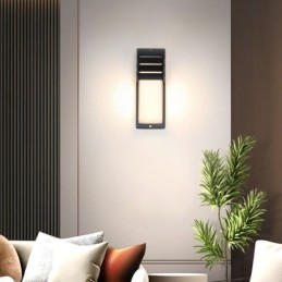 Applique murale d'extérieur étanche en aluminium noir pour porche, jardin, cour