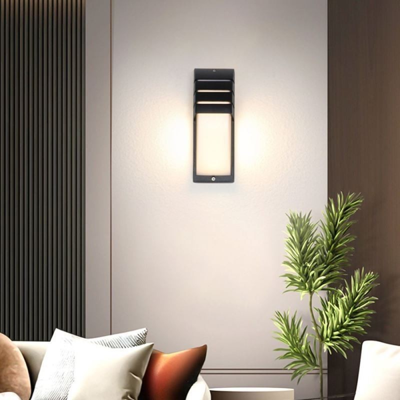 Applique murale d'extérieur étanche en aluminium noir pour porche, jardin, cour