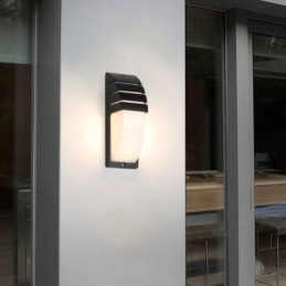 Applique murale d'extérieur étanche en aluminium noir pour porche, jardin, cour