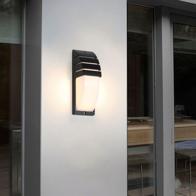 Applique murale d'extérieur étanche en aluminium noir pour porche, jardin, cour