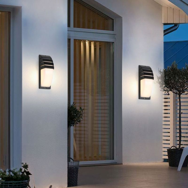 Applique murale d'extérieur étanche en aluminium noir pour porche, jardin, cour