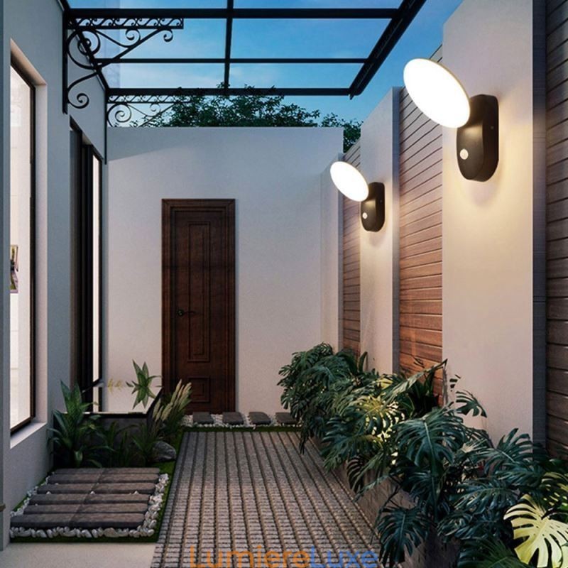 Applique murale de jardin moderne et minimaliste en aluminium, imperméable, en forme de croissant
