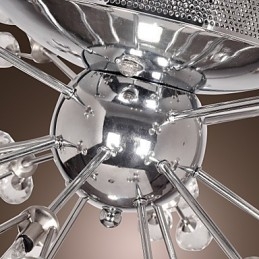 Plafonnier moderne contemporain en métal chromé et cristal