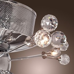 Plafonnier moderne contemporain en métal chromé et cristal