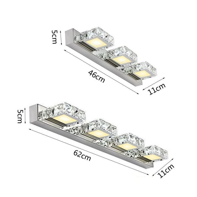 Applique murale pour miroir de salle de bain, lampe murale en acier inoxydable