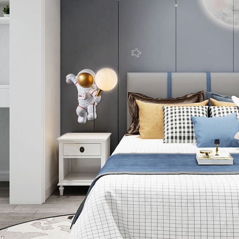 Applique murale moderne en résine pour enfants, style astronaute créatif