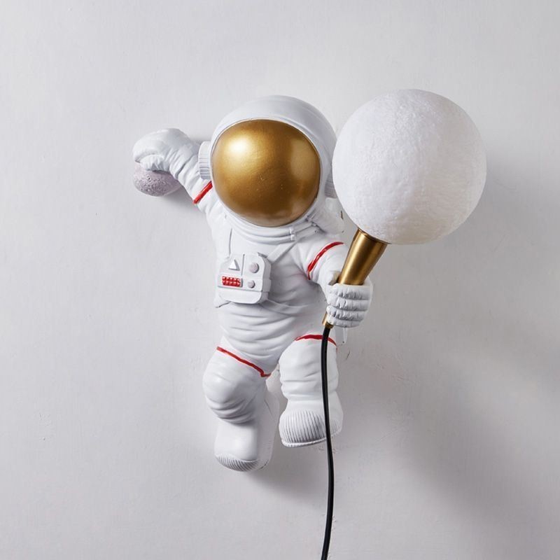 Applique murale moderne en résine pour enfants, style astronaute créatif