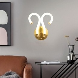 Applique murale moderne et créative en cuivre et corne de mouton, 2 lumières