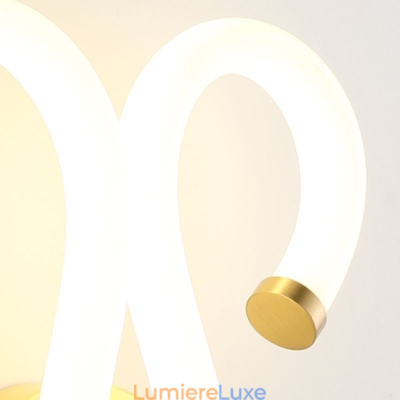 Applique murale moderne et créative en cuivre et corne de mouton, 2 lumières