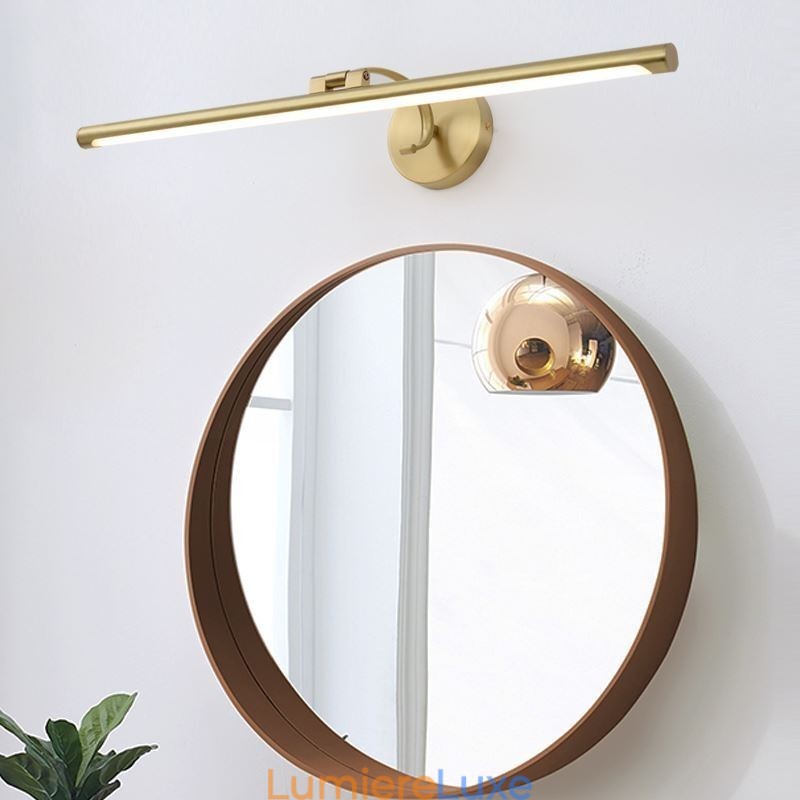 Applique murale nordique en laiton et acrylique avec éclairage frontal pour miroir