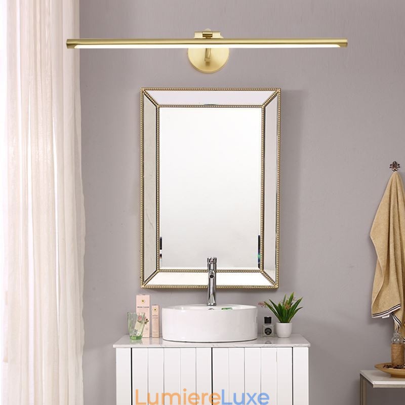 Applique murale nordique en laiton et acrylique avec éclairage frontal pour miroir