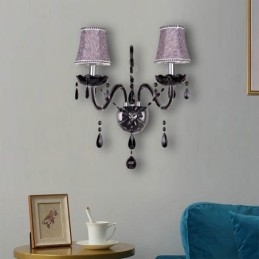 Applique murale en cristal de style européen noire à deux bougies