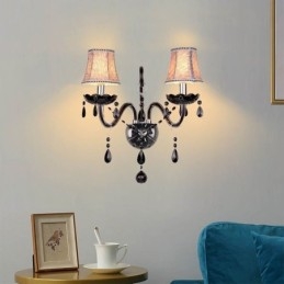 Applique murale en cristal de style européen noire à deux bougies