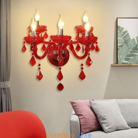 Applique murale européenne en cristal de couleur rouge Applique murale européenne en cristal de couleur rouge