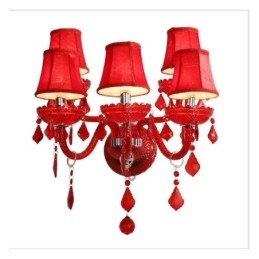 Applique murale européenne en cristal de couleur rouge