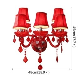 Applique murale européenne en cristal de couleur rouge