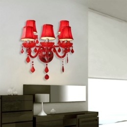 Applique murale européenne en cristal de couleur rouge