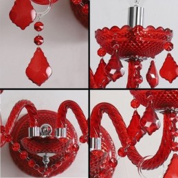 Applique murale européenne en cristal de couleur rouge