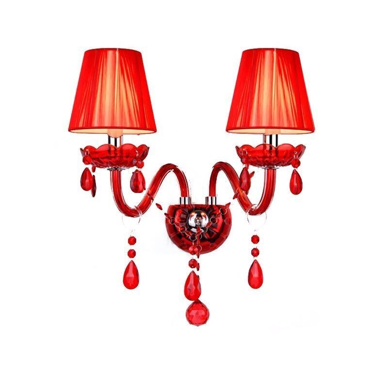 Applique murale européenne en cristal de couleur rouge
