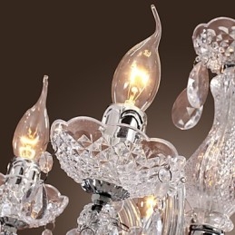 Plafonnier chromé Upligh, lampe bougie, luminaire acrylique, lustre suspendu