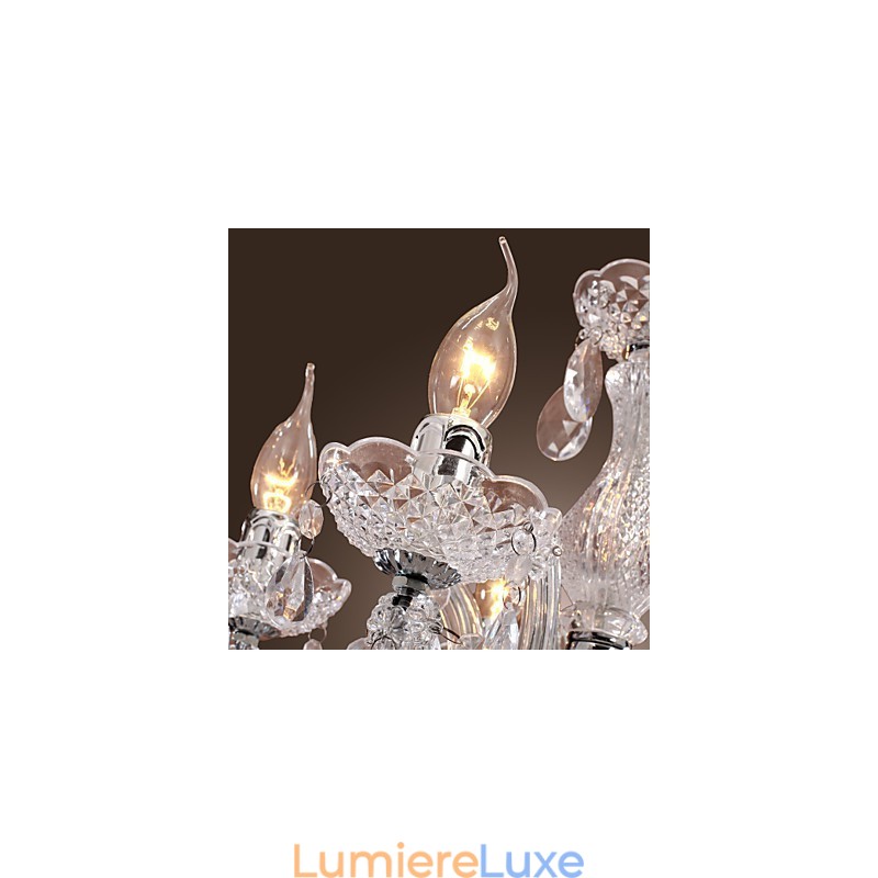 Plafonnier chromé Upligh, lampe bougie, luminaire acrylique, lustre suspendu