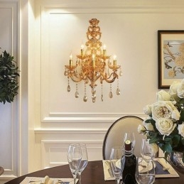 Applique murale européenne de luxe en cristal, alliage de zinc, cinq lumières, pour allée