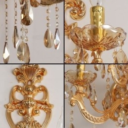 Applique murale européenne de luxe en cristal, alliage de zinc, cinq lumières, pour allée