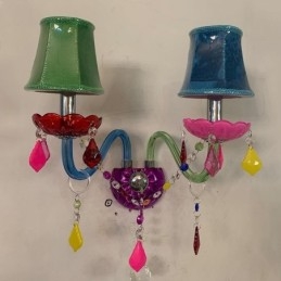 Applique murale européenne à deux lumières en cristal coloré pour allée